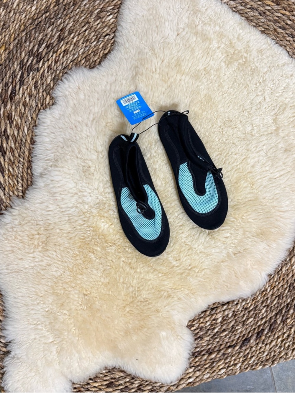 Black Aqua Socks with Light Blue Mesh Inset